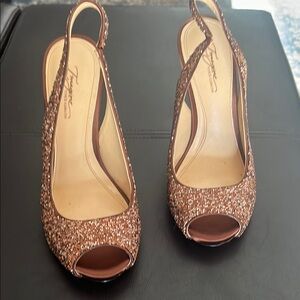 Elegant Brown Peep-Toe Slingback Heels